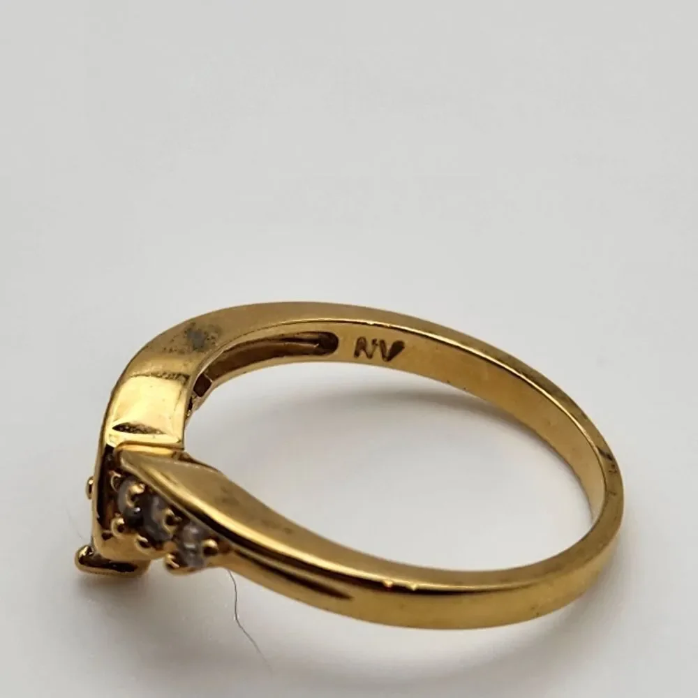 Vintage Nevada Silver Mine Gold Tone & Clear CZ Tiara Ring (7)